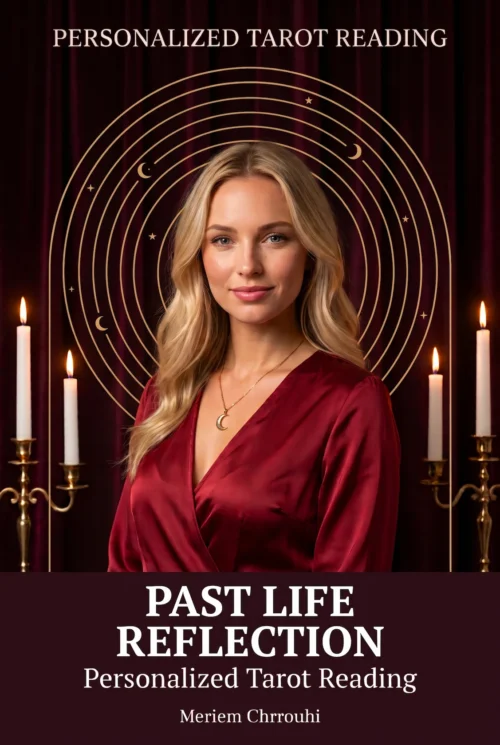 Past Life Reflection tarot reading cover with a celestial design.