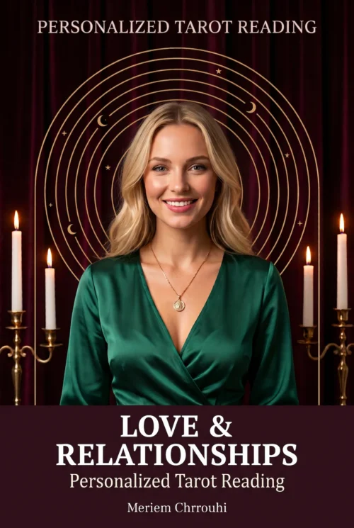 Love and Relationships personalized tarot reading cover with a celestial design.
