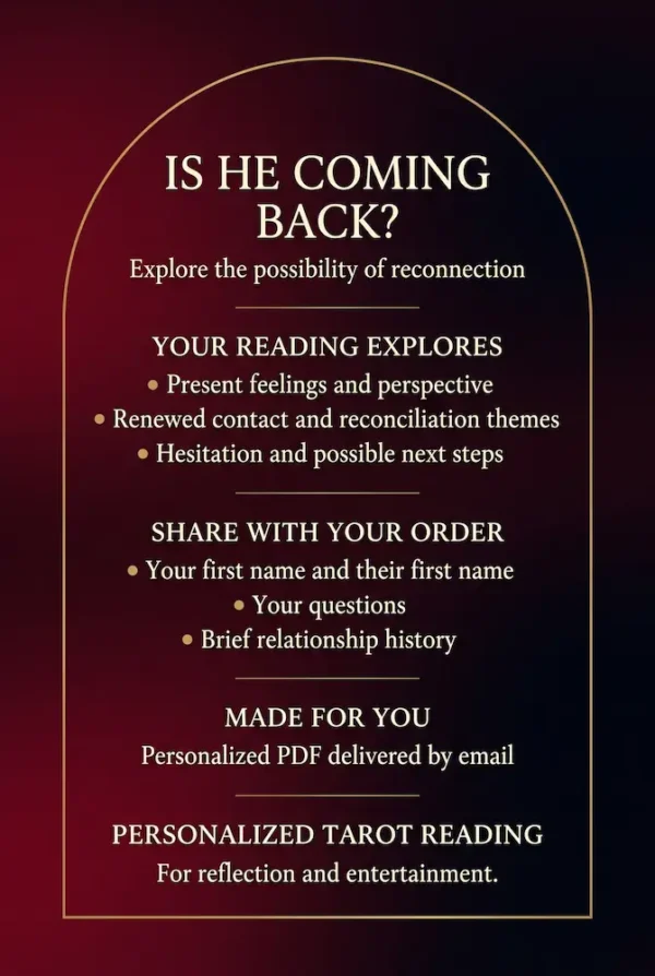 Is He Coming Back? Reading details about present feelings, renewed contact, reconciliation and possible next steps.