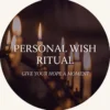 Personal Wish Ritual — a diagonal row of lit ivory taper candles with warm flames and a softly blurred dark background