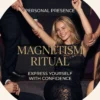 Personal Presence and Magnetism Ritual | Meriem Chrrouhi Personal Presence and Magnetism Ritual — a blonde woman smiling in a black lace evening dress, seated with raised arms in a social fashion scene