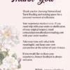 Thank You and Order Support | Personalized Tarot Reading Thank-you card from Meriem Chrrouhi with order support information and white flowers.