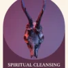 Spiritual cleansing ritual cover featuring a horned animal skull against violet with red and blue lighting.