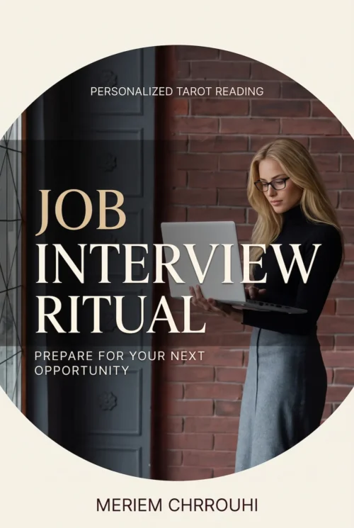 Job Interview and Opportunity Ritual | Meriem Chrrouhi Job Interview Ritual — blonde woman with glasses holding a laptop beside a window and brick wall