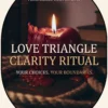 Love Triangle Clarity Ritual — a burgundy candle with melted wax and coiled rope in a softly lit interior