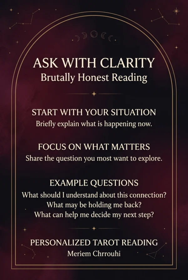 Ask with Clarity: briefly explain your situation and focus on the question that matters for your brutally honest reading.