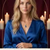 Exact Thoughts ex-partner clarity reading cover with a blonde woman in blue satin and candles.