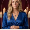 Hidden Thoughts connection and clarity reading cover with a blonde woman in blue satin and candlelight.